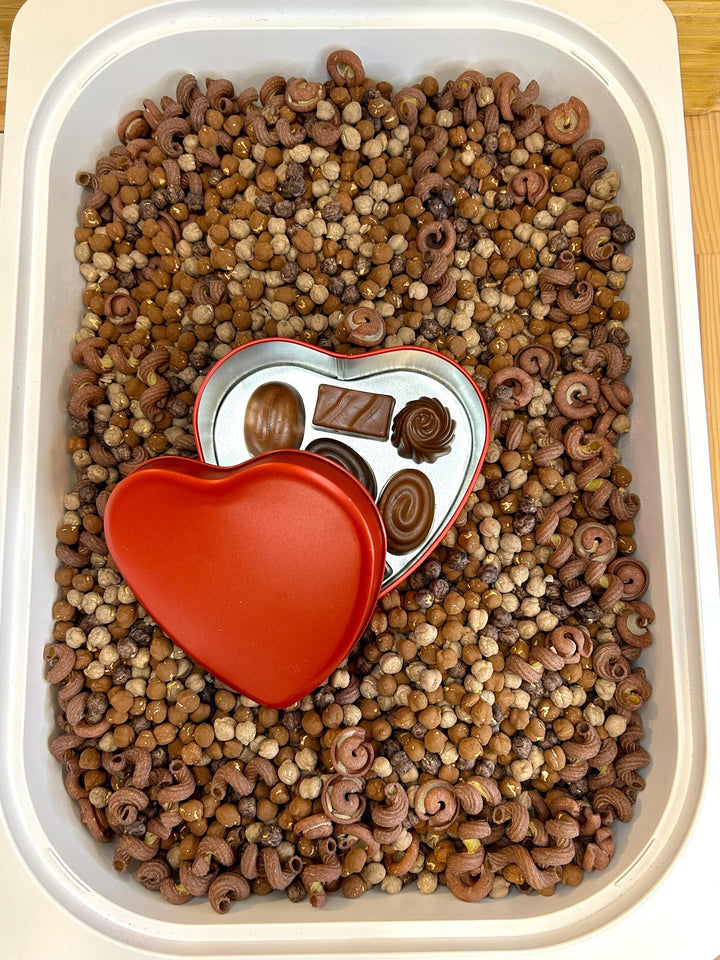 Chocolate Valentine Sensory Filler Mix | Chocolatey Sweet Treats Charms | Brown Tones Bin | Cocoa Inspired Loose Parts | Montessori Play