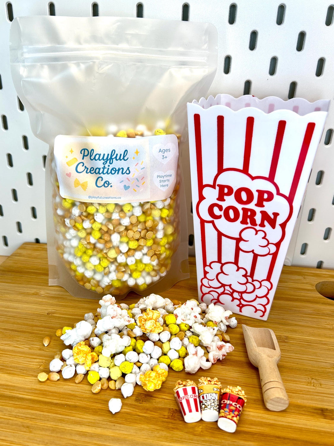Popcorn Sensory Filler Mix | Movie Night Sensory Bin | Realistic Popcorn Loose Parts | Scooping & Pouring Play | Carnival Play | Circus Fun