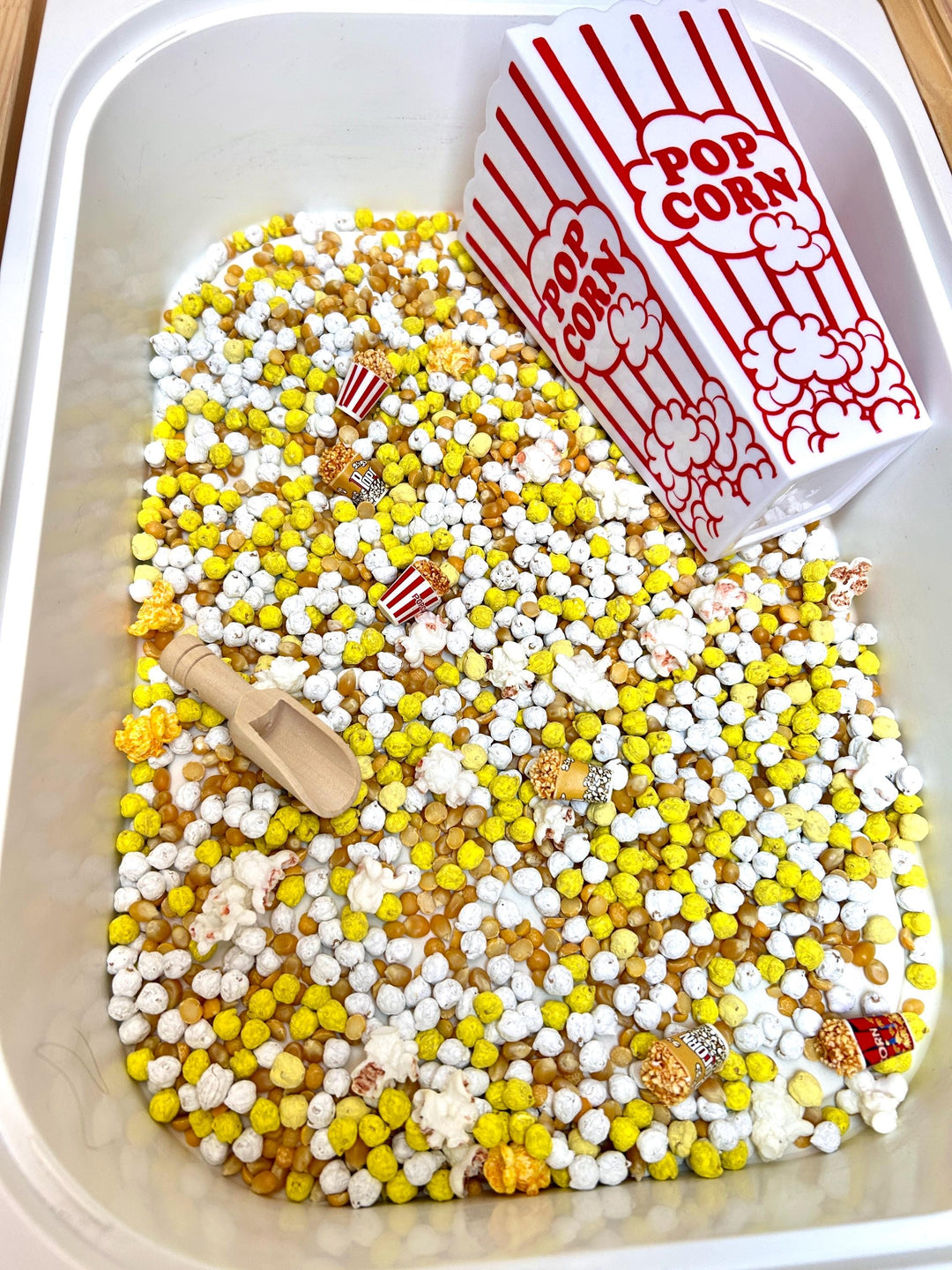 Popcorn Sensory Filler Mix | Movie Night Sensory Bin | Realistic Popcorn Loose Parts | Scooping & Pouring Play | Carnival Play | Circus Fun