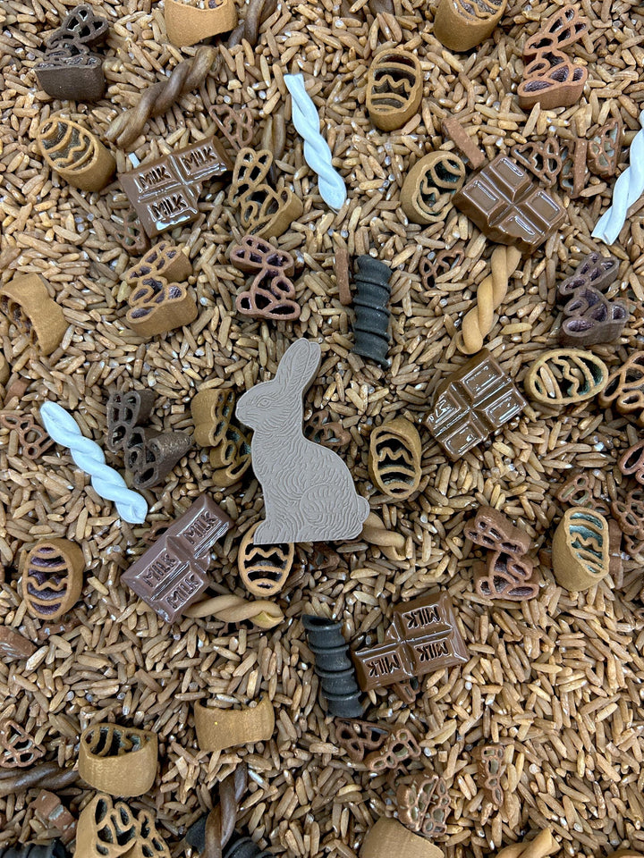 Easter Chocolate Sensory Filler Mix | Chocolate Bunny & Eggs Pasta | Chocolatey Sweet Charms | Easter Toddler Bin | Cocoa Inspired Play