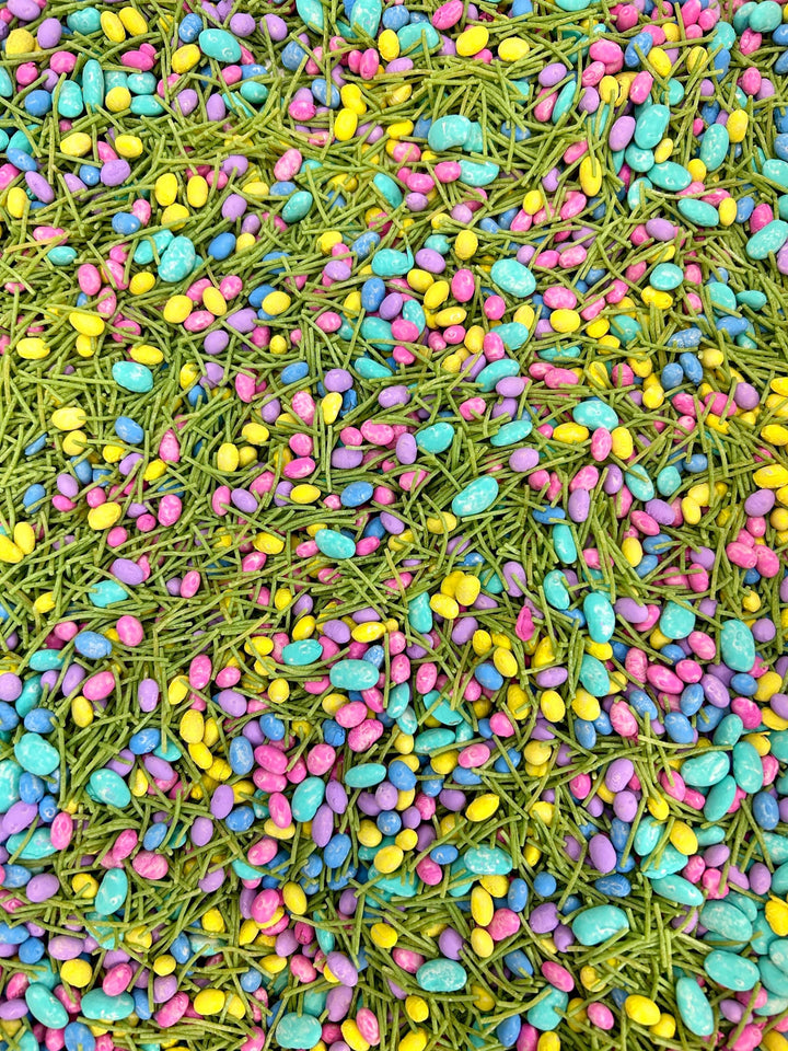 Chocolate Easter Egg Hunt Sensory Bin Filler Mix | Chocolatey Shaped Fun | Spring Grass Base | Children Sensory Tray | Easter Basket Gift