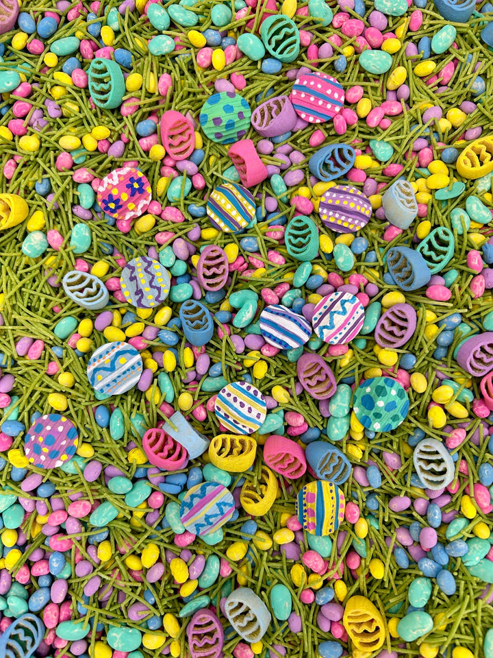 Easter Hunt Sensory Bin Filler Mix | Egg Shaped Fun | Spring Grass Base | Handpainted Pasta | Children Sensory Tray | Easter Basket Gift