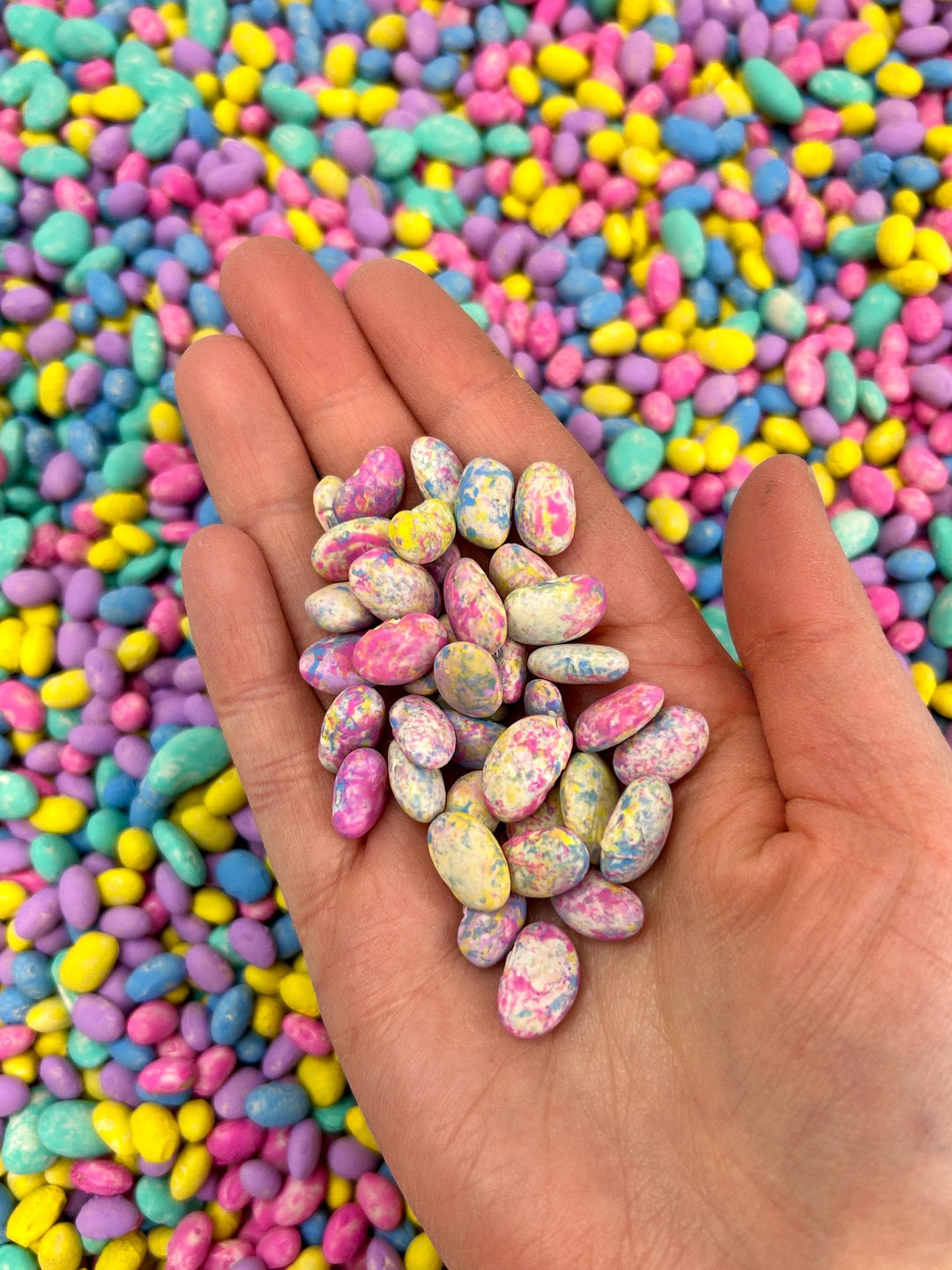 Tie Dye Easter Egg Bean Sensory Mix | Brightly Painted Dry Beans | Spring Sensory Bin Filler | Montessori Inspired Tactile Play | Nostalgia