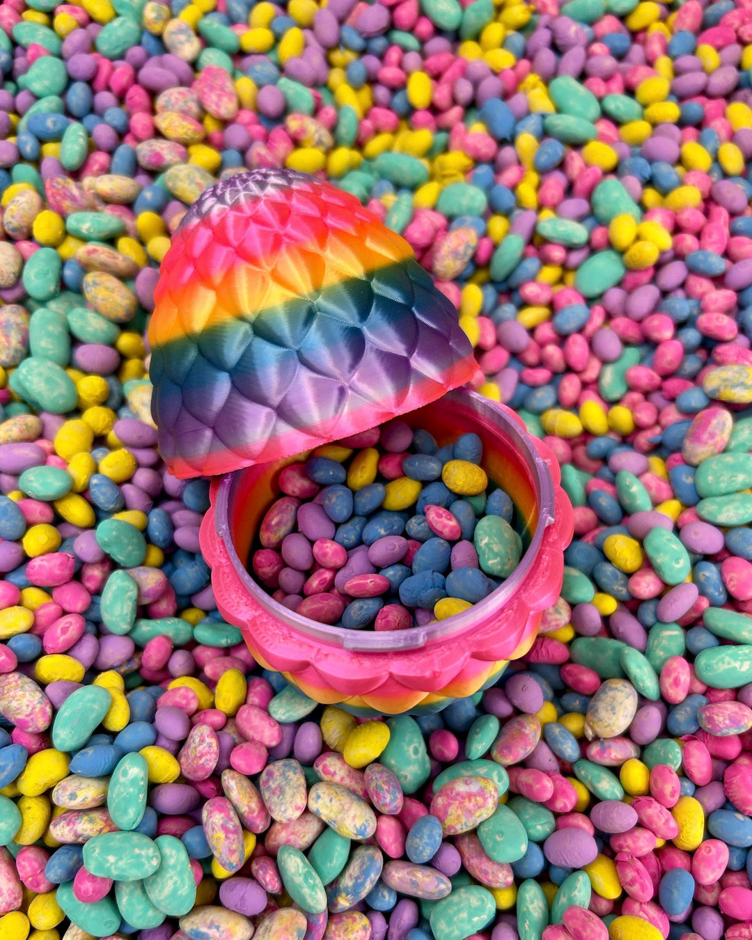3D Printed Easter Egg | Rainbow Trinket Container | Bunny Articulated Figurine | Small World Play | Chick Fidget Toy | Easter Basket Gift