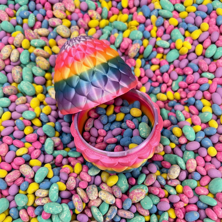 3D Printed Egg Container | Colourful Surprise Egg Storage | Rainbow Dragon Egg Fidget Toy