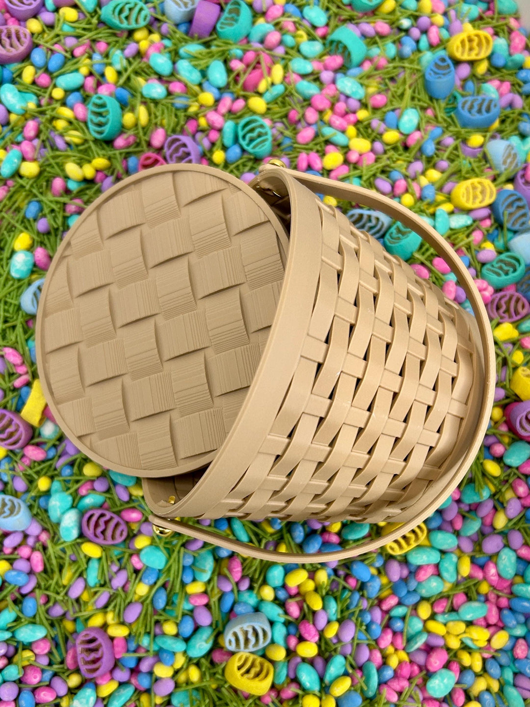3D Printed Woven Basket with Lid | Cute Easter Basket | Reusable Picnic Basket | Pretend Play | Sensory Bin Container | Kids Montessori Toy