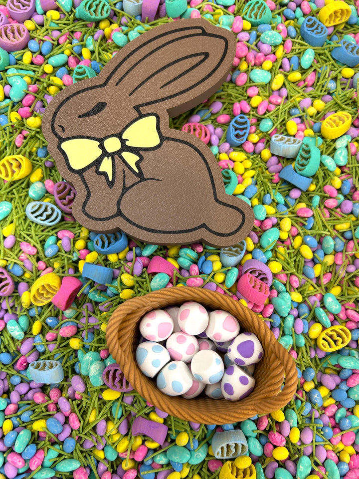 Small Easter Basket with 3D Printed Easter Eggs | Picnic Basket Scooper | Trinket Container | World Play | Easter Basket Gift | Mini Pouring