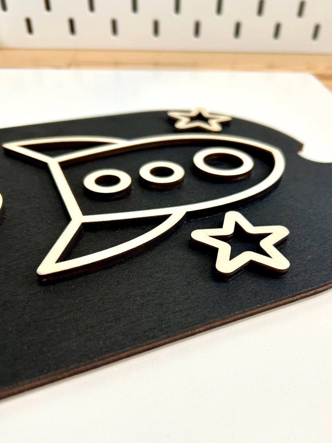 Small Space Rocket TROFAST Lid | Wooden Flisat Sensory Table Insert | Black Rocket Ship Tray | Astronaut Pretend Play | Montessori Activity