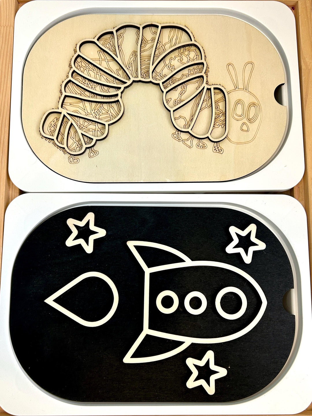 Small Space Rocket TROFAST Lid | Wooden Flisat Sensory Table Insert | Black Rocket Ship Tray | Astronaut Pretend Play | Montessori Activity