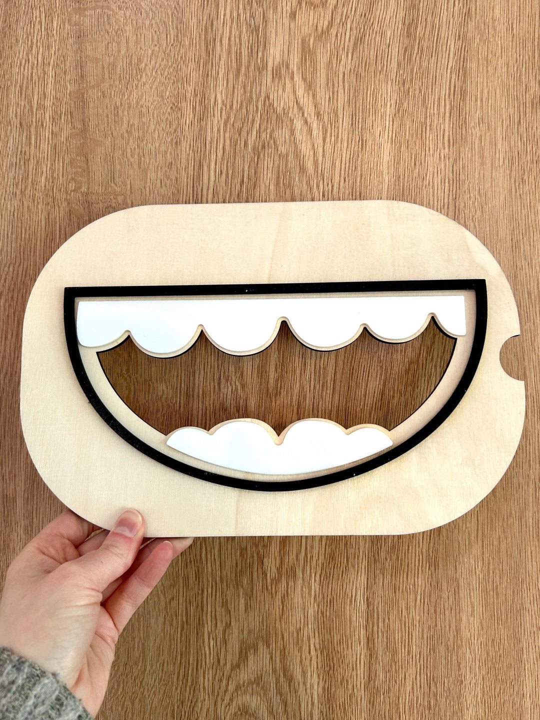 Small Mouth with Teeth TROFAST Lid | Wooden Flisat Sensory Table Insert | Dental Health Tray | Dentist Pretend Play | Montessori Activity