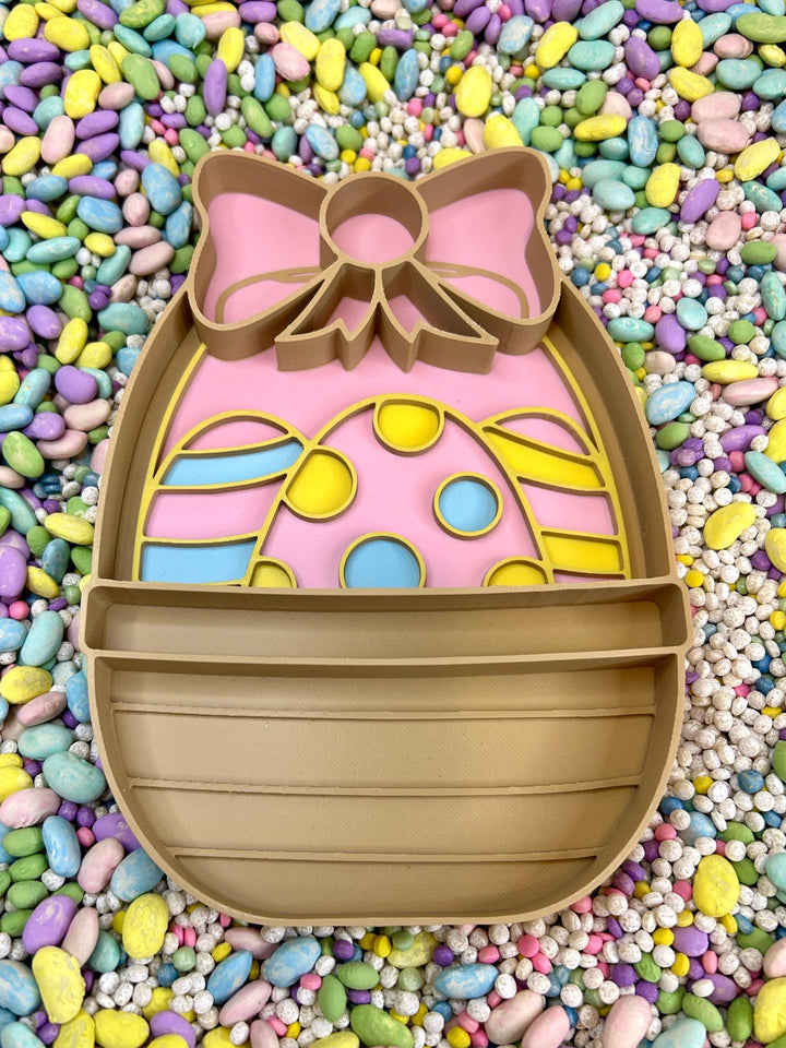 Easter Basket Sensory Tray | 3D Printed Easter Trinket Tray | Pastel Sensory Bin Tool | Montessori Sensory Play | Flisat Table Accessory |