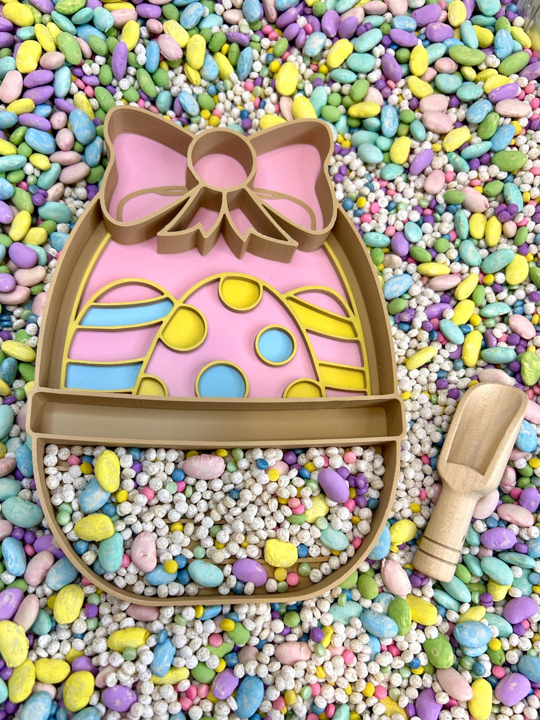 Easter Basket Sensory Tray | 3D Printed Easter Trinket Tray | Pastel Sensory Bin Tool | Montessori Sensory Play | Flisat Table Accessory