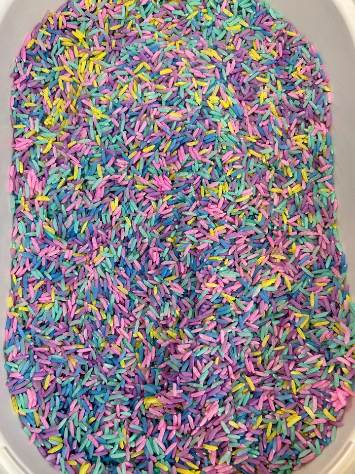 Colorful Rice Sensory Bin Filler Mix | Easter Dyed Rice for Montessori | Open-Ended Play | Spring Tuff Tray Filler | Calm Sensory Activity