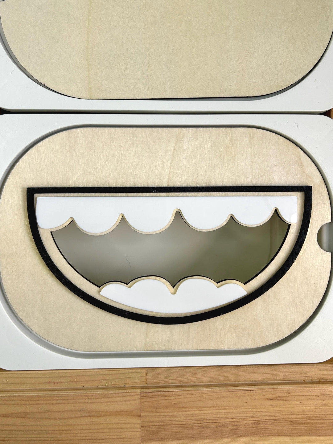 Small Mouth with Teeth TROFAST Lid | Wooden Flisat Sensory Table Insert | Dental Health Tray | Dentist Pretend Play | Montessori Activity
