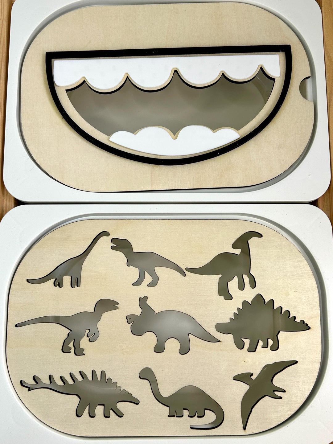 Small Dinosaur Puzzle TROFAST Lid | Wooden Flisat Sensory Table Insert | Learning Tray | Archeologist Pretend Play | Montessori Activity