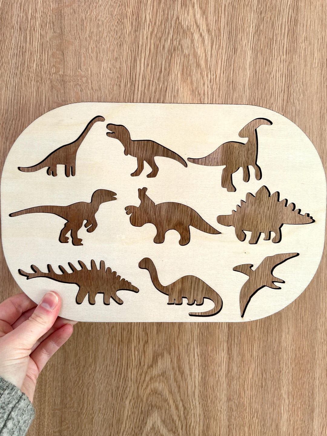 Small Dinosaur Puzzle TROFAST Lid | Wooden Flisat Sensory Table Insert | Learning Tray | Archeologist Pretend Play | Montessori Activity
