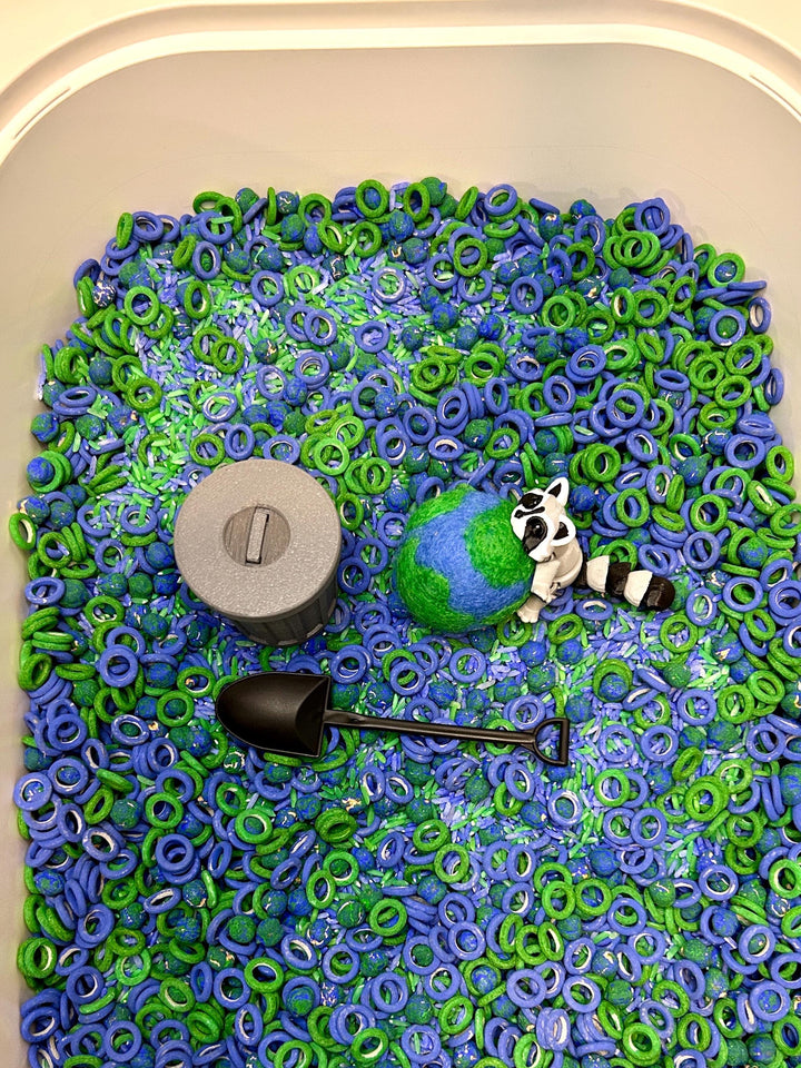Earth Day Sensory Play Set | Garbage Man Truck Bin | 3D Printed Green Recycling Trinket Tray | Montessori Play | Flisat Table Accessory