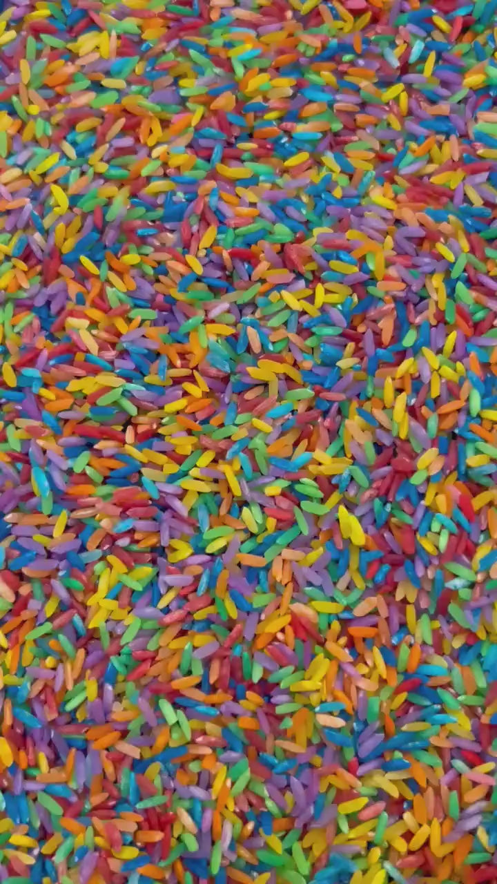Rainbow Rice Sensory Bin Filler Mix | Colorful Dyed Rice for Montessori | Open-Ended Play – Bright Tuff Tray Filler | Calm Sensory Activity