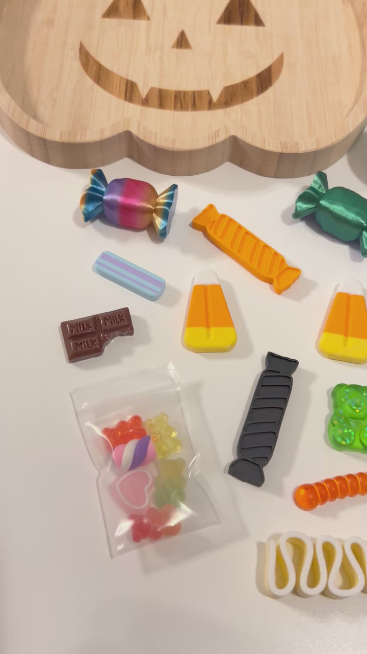 3D Printed Colourful Candy Loose Parts | Halloween Sensory Play Accessories