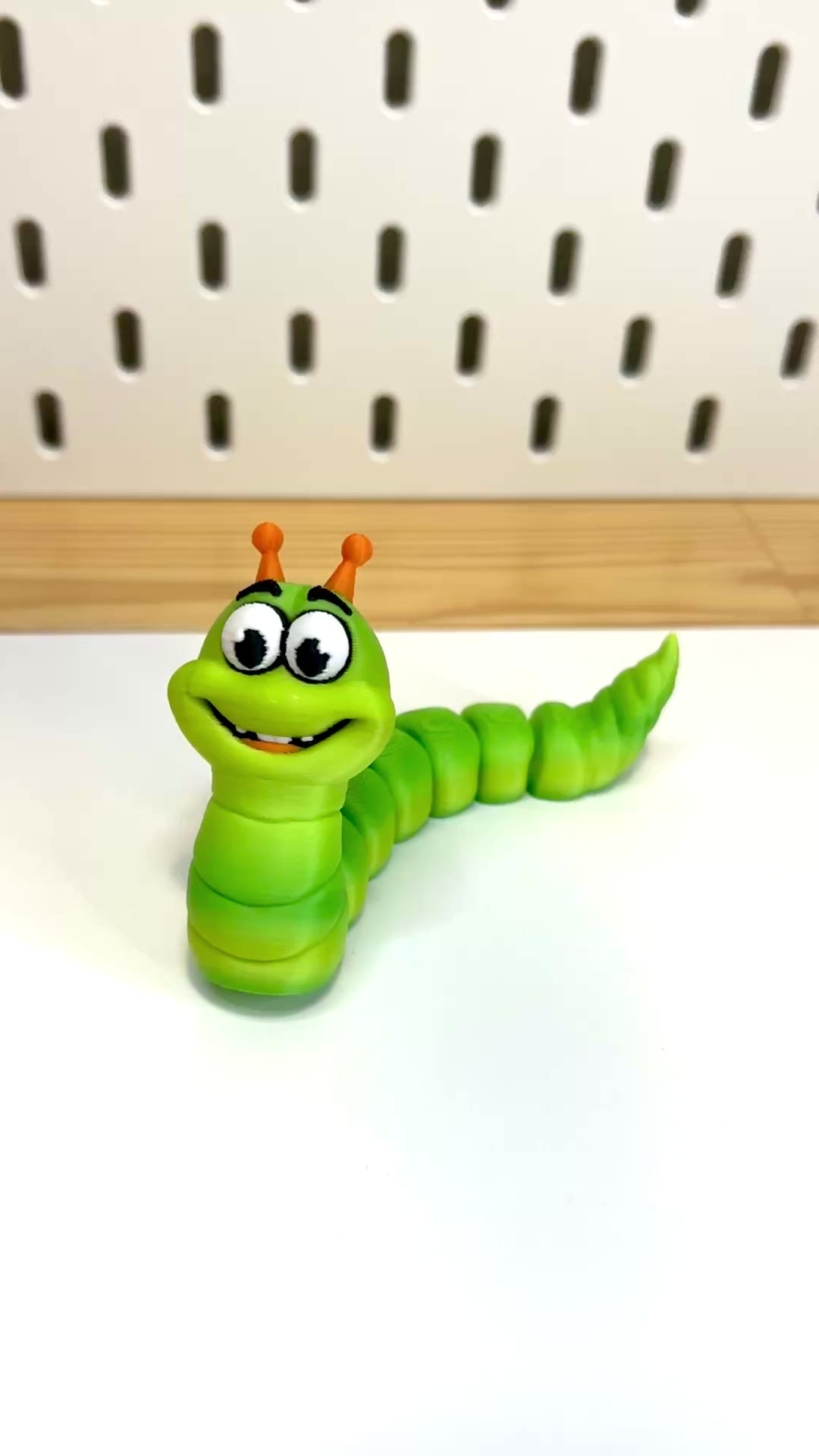 3D Printed Articulated Green Worm | Back to School Sensory Play | Eco-Friendly PLA