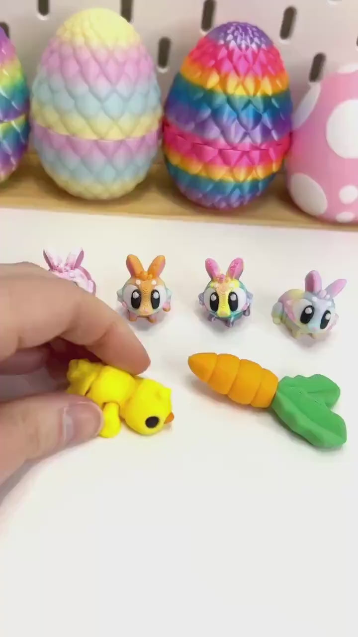 Bunny Figurine | Articulated Animals | 3D Printed Easter Egg | Trinket Container | Small World Play | Fidget Toy | Easter Basket Filler Gift