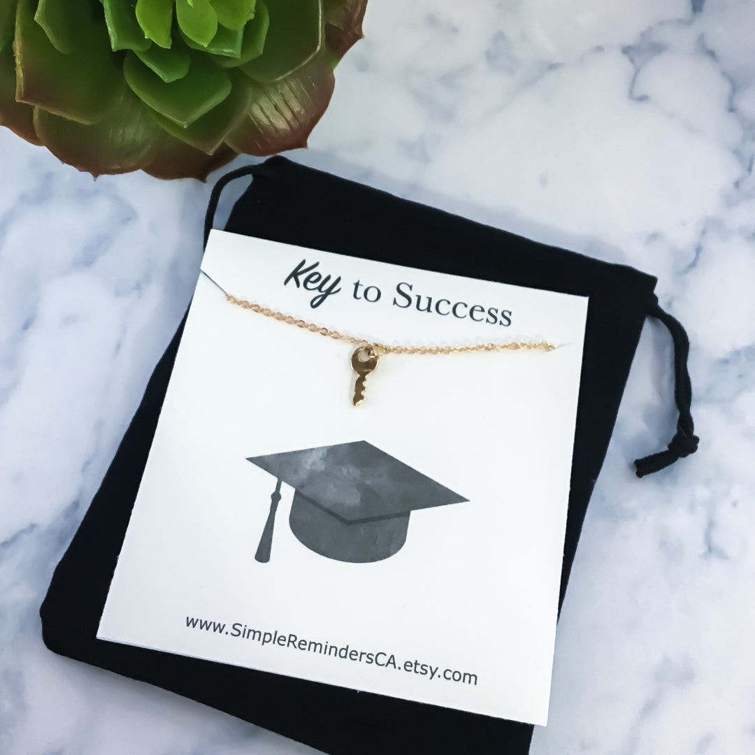 Dainty Gold Key Necklace, Key To Success Necklace, Graduation Gift Ideas, Gold Minimalist Jewelry, Simple Gold Key Necklace, Gifts For Her