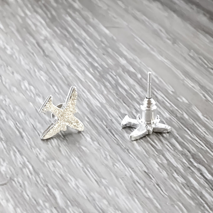 Tiny Airplane Stud Earrings, Silver Airplane Earrings, Dainty Airplane Jewelry, Minimalist Stud Earrings, Travel Gift, Travel Jewelry, Boho