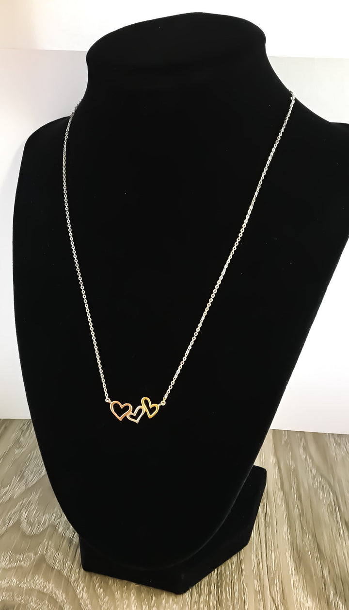 3 Hearts Necklace, Three Generations Pendant with Card , Dainty Heart Necklace, Grandmother Gift, Grandma Necklace, Sterling Silver Jewelry