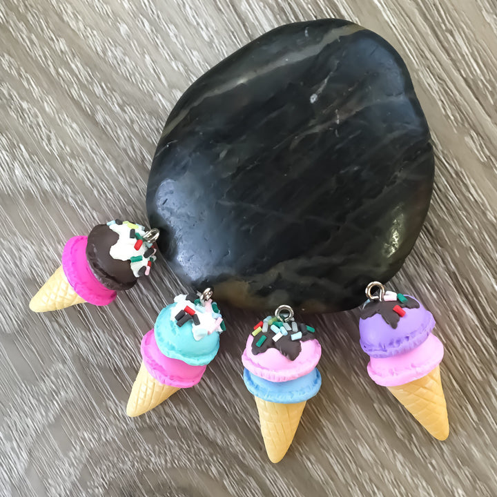 Breloque cornet de glace, nourriture, résine souple