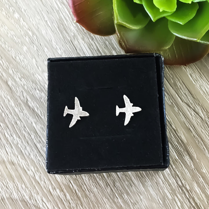 Tiny Airplane Stud Earrings, Silver Airplane Earrings, Dainty Airplane Jewelry, Minimalist Stud Earrings, Travel Gift, Travel Jewelry, Boho