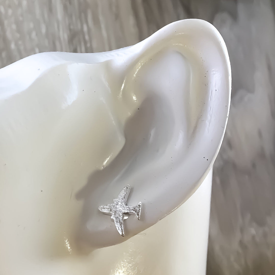 Tiny Airplane Stud Earrings, Silver Airplane Earrings, Dainty Airplane Jewelry, Minimalist Stud Earrings, Travel Gift, Travel Jewelry, Boho