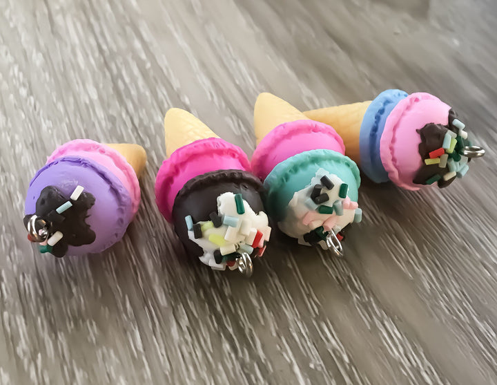 Breloque cornet de glace, nourriture, résine souple