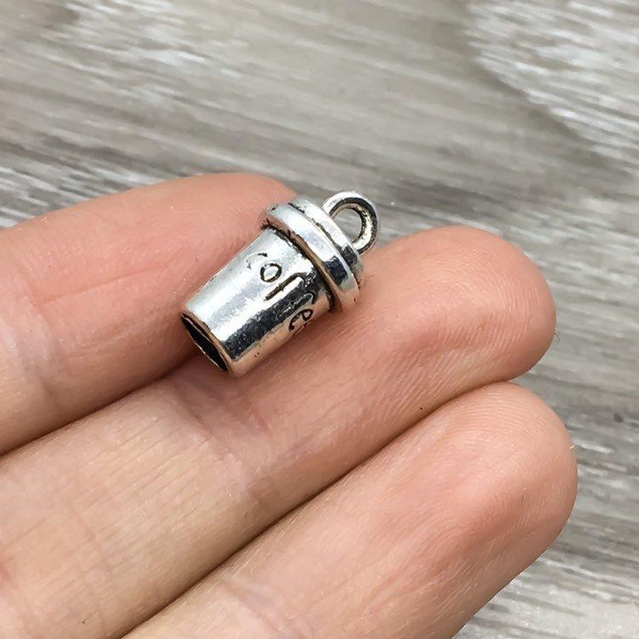 But First Coffee Coffee Necklace, Silver Coffee Cup Charm, Coffee Lover Gift, Coffee Jewelry, Stainless Steel Laser Charm, Teacher Gift