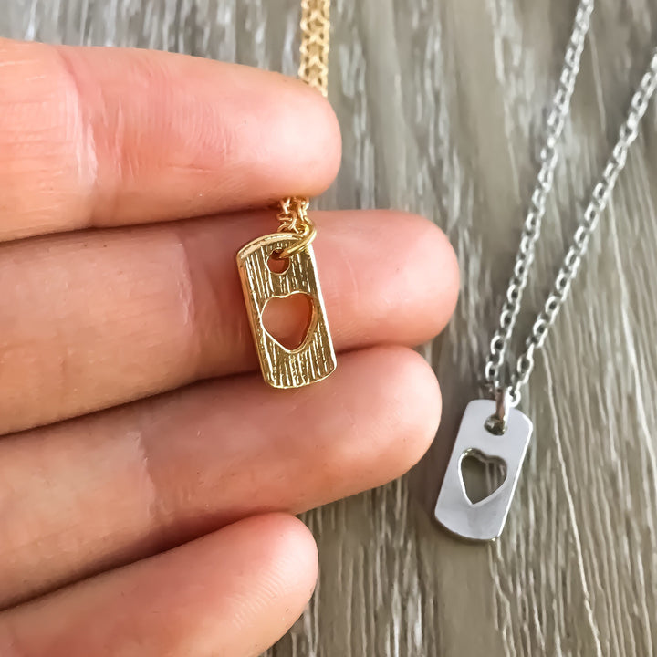 Gift for Daughter, Personalized Necklace with Card, Tiny Heart Pendant, Gift from Mom, Bonus Daughter Birthday Gift