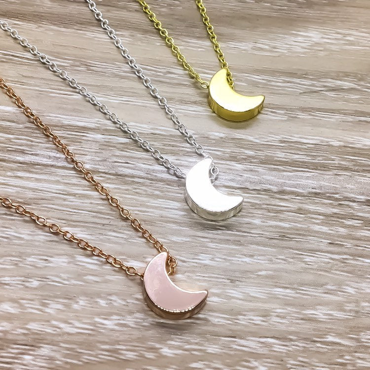 Moon Necklace, Long Distance Relationship Gift, Crescent Moon Jewelry, Celestial Necklace, Friendship Necklace, Graduation Gift for Her
