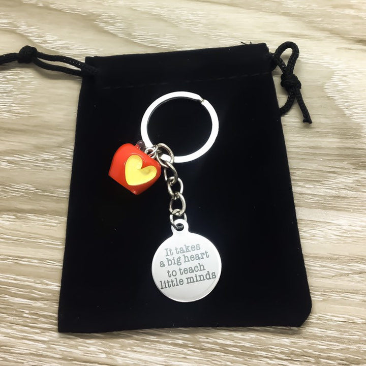 Teacher Keychain, It Takes A Big Heart to Help Shape Little Minds, Thank You
