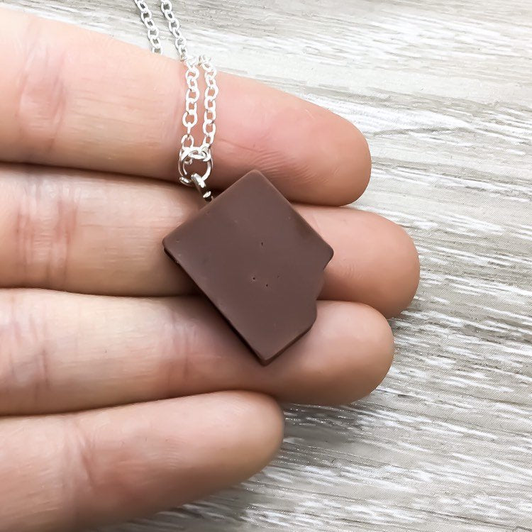 Chocolate Happiness Necklace, Foodie Jewelry, Friendship Gift for Her, Chocoholic Necklace, Cute Junk Food Gift, Birthday Gift
