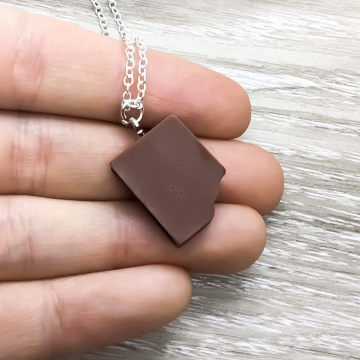 Chocolate Happiness Necklace, Foodie Jewelry, Friendship Gift for Her, Chocoholic Necklace, Cute Junk Food Gift, Birthday Gift