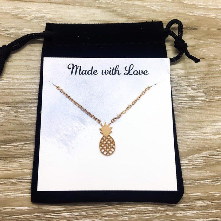 Tiny Pineapple Necklace, Dainty Rose Gold Jewelry, Pineapple Gifts, Tropical Gifts, Inspirational Necklace, Friendship Necklace