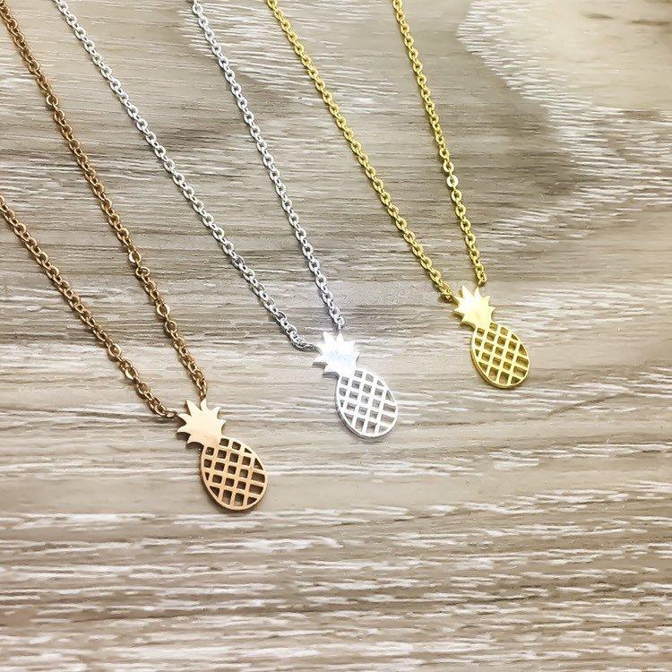 Tiny Pineapple Necklace, Dainty Rose Gold Jewelry, Pineapple Gifts, Tropical Gifts, Inspirational Necklace, Friendship Necklace