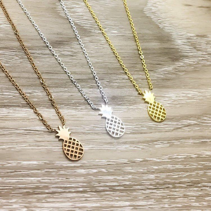 Tiny Pineapple Necklace, Dainty Rose Gold Jewelry, Pineapple Gifts, Tropical Gifts, Inspirational Necklace, Friendship Necklace