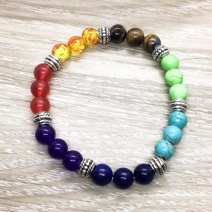 Bracelet de yoga pour l'équilibre des chakras, bracelet de perles colorées, bijou des 7 chakras, bracelet élastique, cadeau d'amitié, cadeau d'anniversaire, pleine conscience