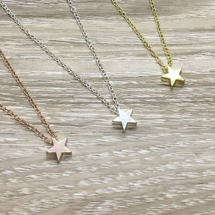Rose Gold Star Necklace, Friendship Necklace, Dainty Celestial Jewelry, Gift for BFF, Gift from Best Friend