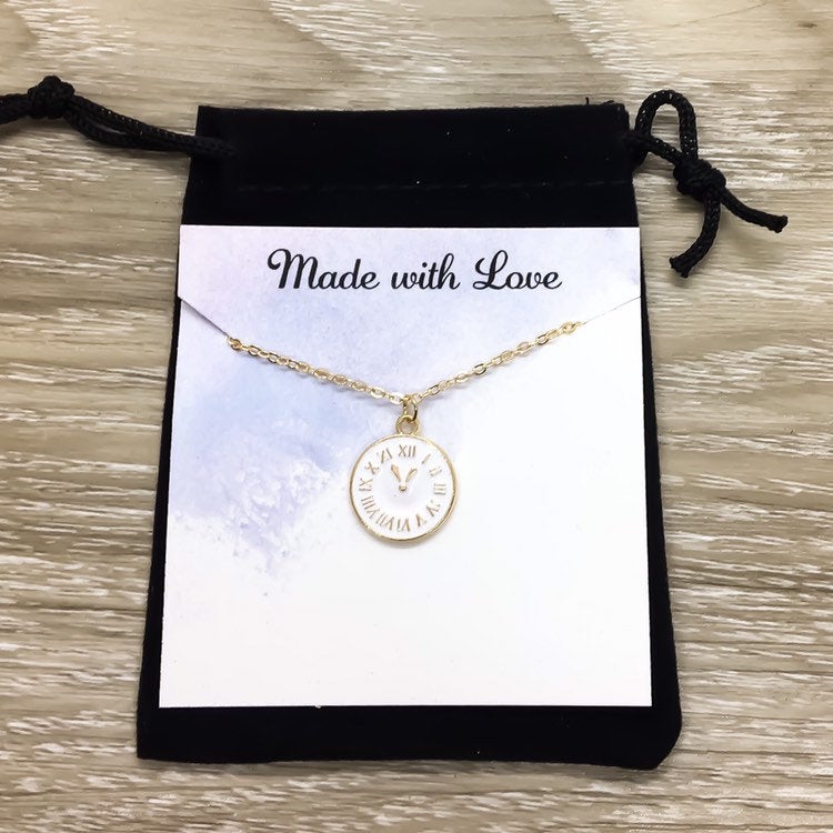Clock Necklace, Minimalist Jewelry, Gold Pocket Watch Pendant, Artisan Necklace, Gift for Best Friend, Gift for Realtor, Every Day Necklace