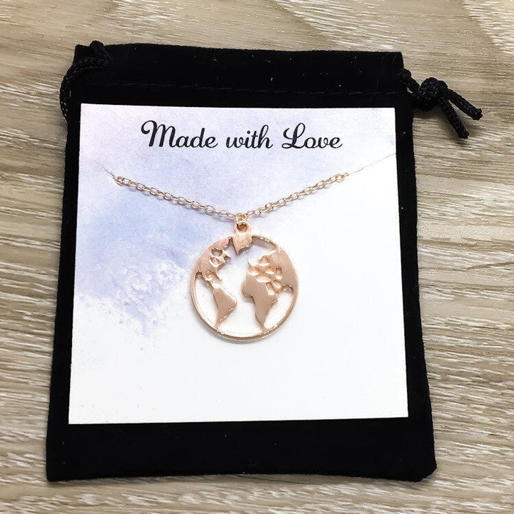 Collier Terre, Pendentif Globe Terre, Bijou Planète, Cadeau Exploratrice pour Elle, Cadeau de Nouveau Voyage, Collier de Remise de Diplôme, Cadeau de Meilleure Amie, Voyageuse
