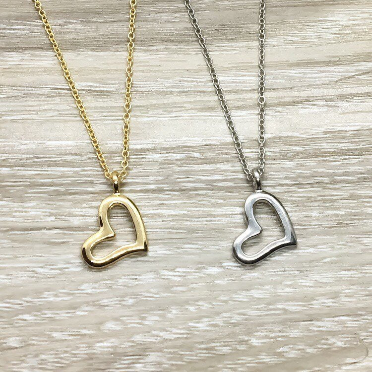 Dainty Heart Necklace, Side by Side or Miles Apart Card, Gift from Sister, Sisterhood Jewelry, Sisters Gift, Sorority Jewelry, Little Sister