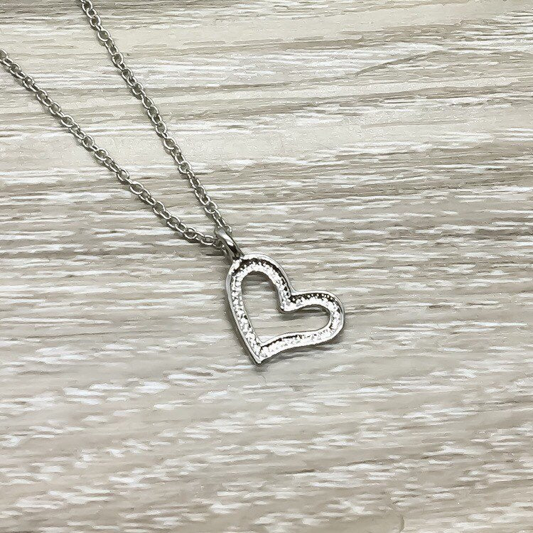 Dainty Heart Necklace, Side by Side or Miles Apart Card, Gift from Sister, Sisterhood Jewelry, Sisters Gift, Sorority Jewelry, Little Sister