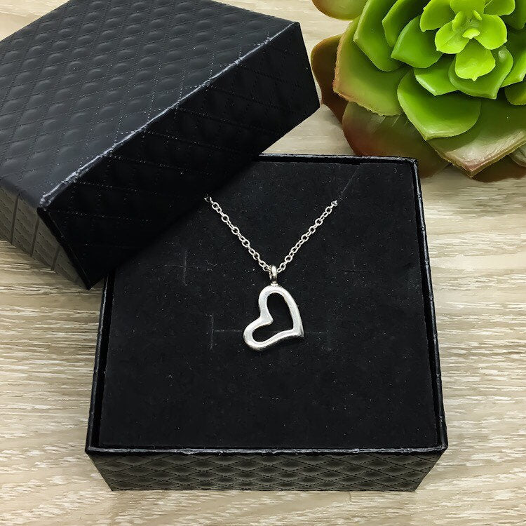Dainty Heart Necklace, Side by Side or Miles Apart Card, Gift from Sister, Sisterhood Jewelry, Sisters Gift, Sorority Jewelry, Little Sister