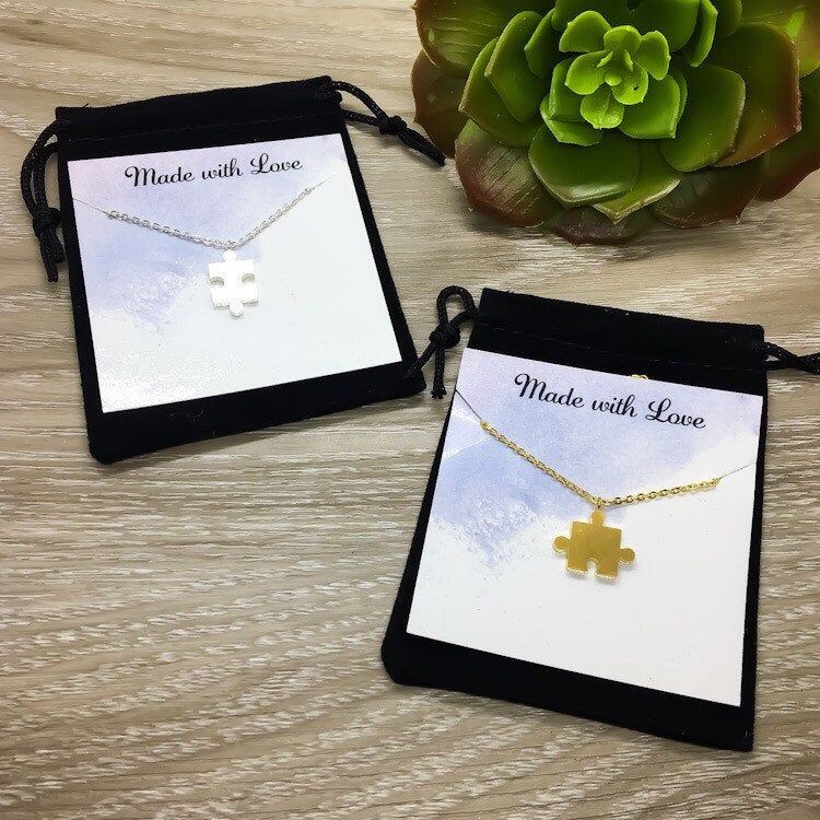 Puzzle Necklace Set for 2, Interlocking Puzzle Necklaces, Gift from Best Friend, BFF Gift, Friendship Necklace, Unbiological Sisters Jewelry