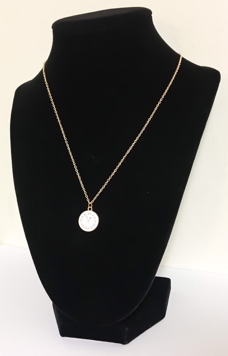 Clock Necklace, Minimalist Jewelry, Gold Pocket Watch Pendant, Artisan Necklace, Gift for Best Friend, Gift for Realtor, Every Day Necklace